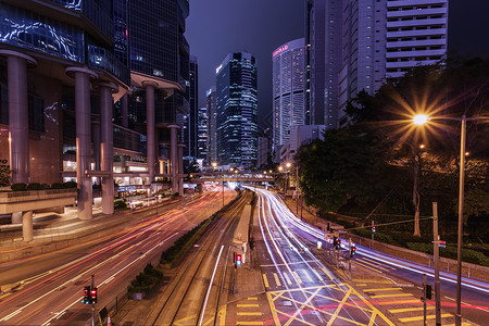 创意道路香港街头夜景背景