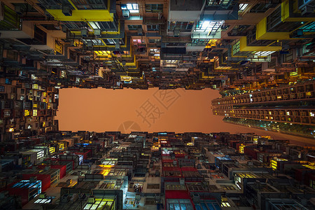 仰望香港夜景摄影高清图片