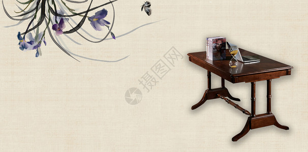 四君子兰花安静的书桌设计图片