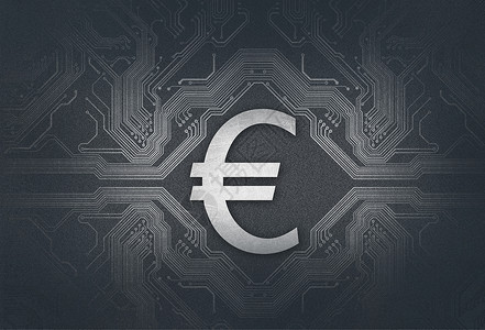欧元钱币符号科技电路板金融图片