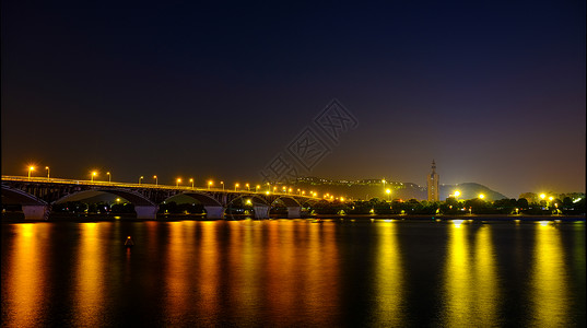 橙色金属橘子洲大桥夜景背景