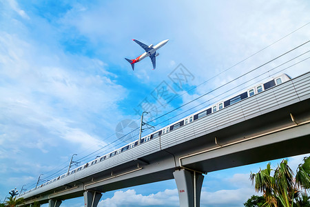 工业旅游素材城市地铁及飞机交通系统背景