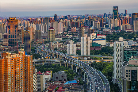 南北高架路中国城市房子街道高清图片