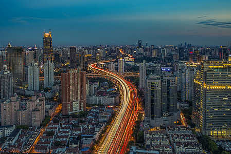 延安高架上海城市天际线背景