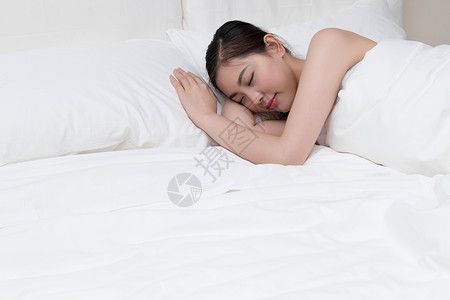 安心睡眠正在睡觉熟睡的年轻美女背景