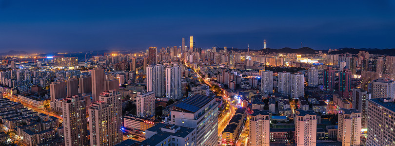 北方年夜饭大连全景城市建筑风光背景