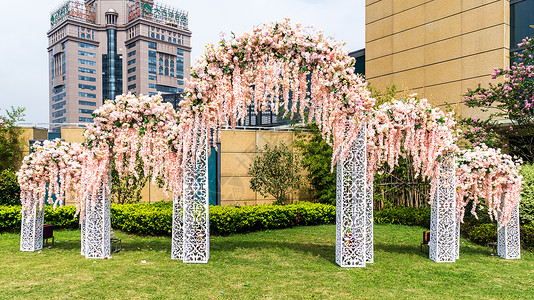 花园屋顶草坪婚礼仪式背景背景