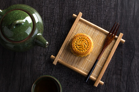 月饼与茶文化背景图片