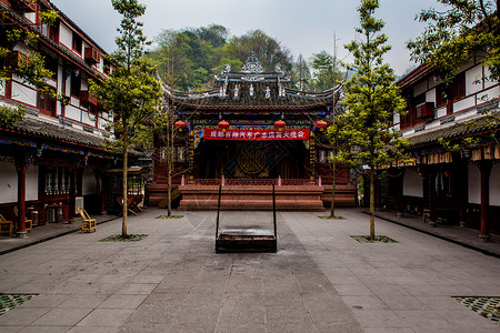 寺庙花纹四川青城山背景