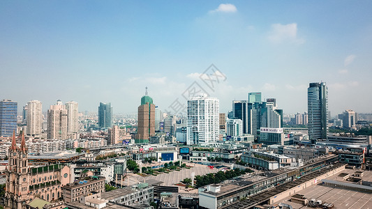 建筑角度航拍宁波的城市建筑背景