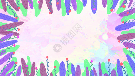 一堆紫粉色花草文艺风设计图片