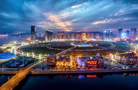 海景夜景大连星海广场夜景背景