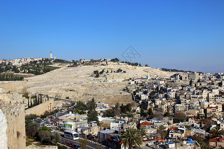 犹太人的耶路撒冷橄榄山背景