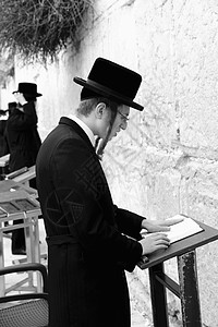 冷帽犹太教圣地哭墙的人背景