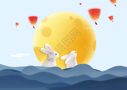 兔子花灯中秋佳节设计图片