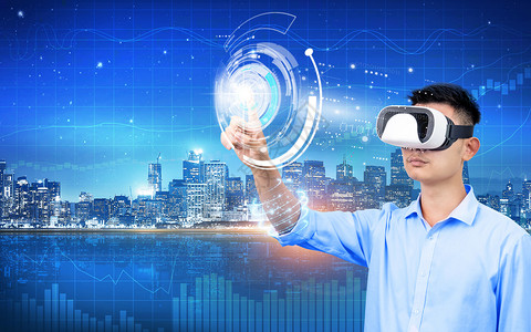 增强现实技术VR看数据设计图片