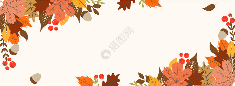 卡通食品背景秋叶背景设计图片