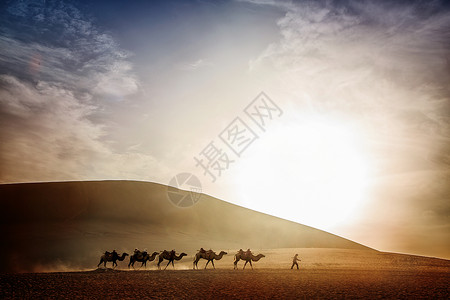 烈日素材敦煌沙漠美景背景