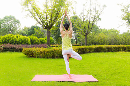 草坪瑜伽室外瑜伽女性健身背景