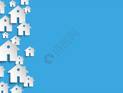 企业标签素材蓝色背景上的白色房子设计图片