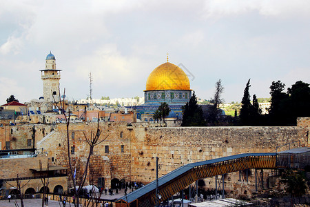 著名户外圣地耶路撒冷圣殿山圆顶清真寺背景