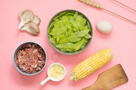 粉红色的肉创意蔬菜食材背景