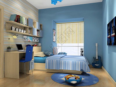 地板床品彩色儿童房效果图背景