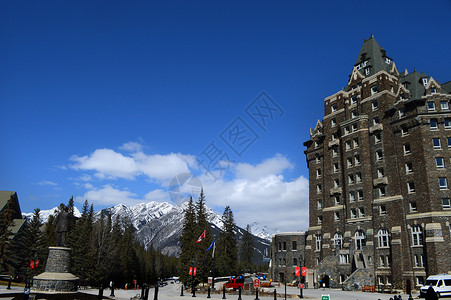 加拿大国家塔加拿大班夫小镇雪山乡村风景背景