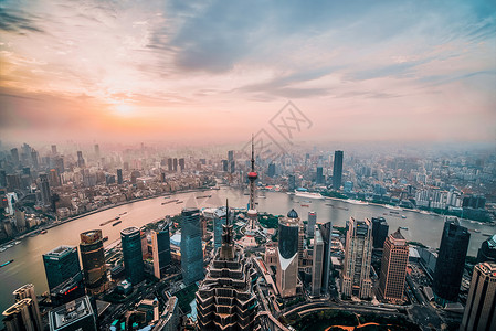 上海鸟瞰上海城市景观背景