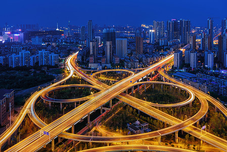 城市枢纽武汉城市立交桥夜景背景