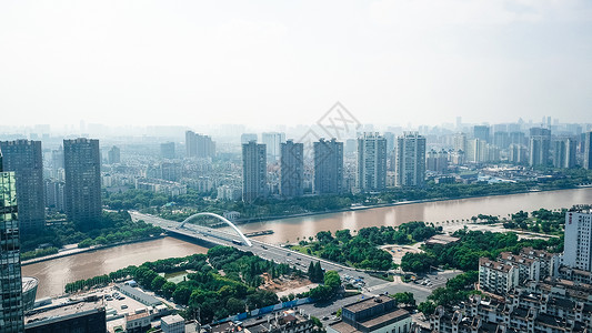 红河高桥航拍宁波的城市建筑背景
