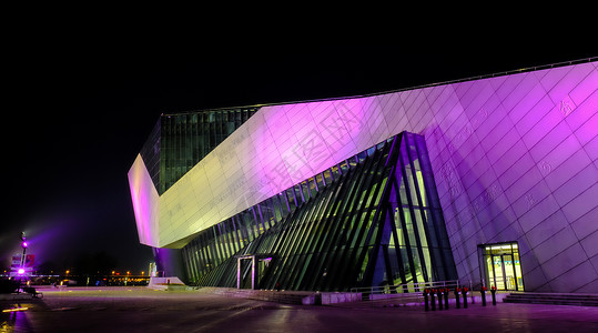 新亚洲建筑长沙博物馆新河三角洲滨江文化园夜景背景