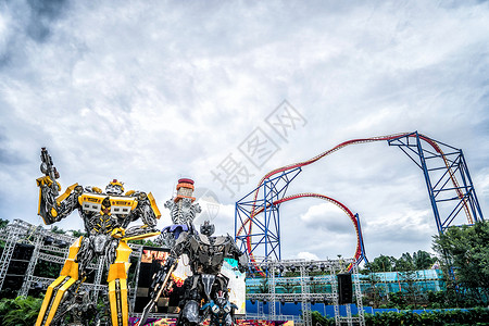 变形金刚机器人长隆游乐场过山车背景