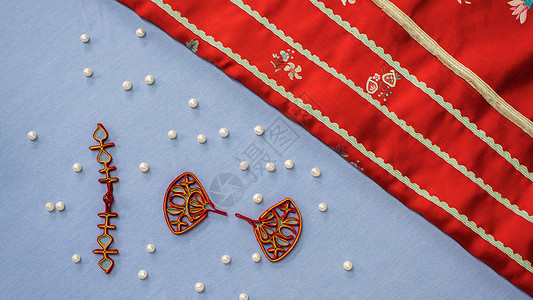 中国传统刺绣旗袍盘扣背景