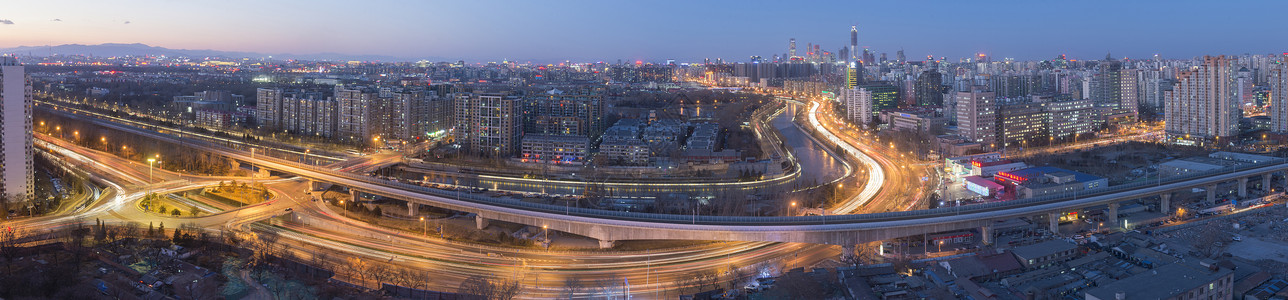 街道全景图左安门桥与cbd全景图背景