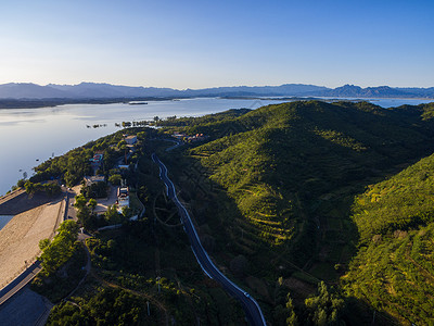 河内郊区景色航拍北京密云水库风景背景