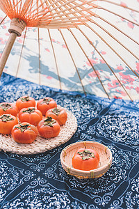 新鲜柿子中国风图片