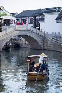 小游船江南水乡的小桥流水小船背景