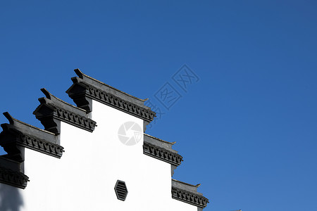 雕花小方桌中国元素徽派建筑背景