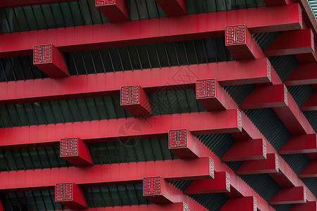 国庆雕塑设计世博中国馆中国红背景