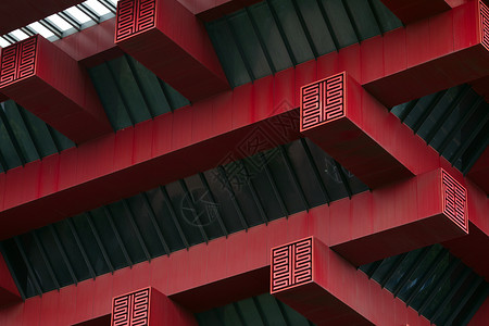 国庆雕塑世博中国馆中国红背景