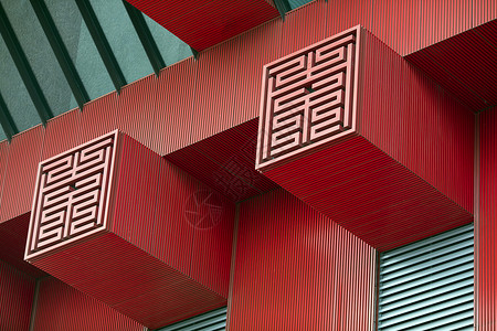 东方设计世博中国馆中国红背景