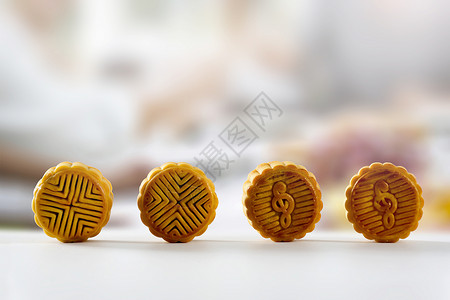 四个飞溅元素中秋节月饼背景