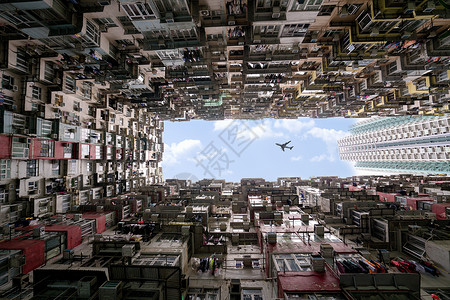 香港密集的居民区城市上空图片
