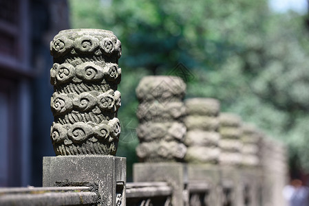 中国风纹中国风石头栏杆素材背景