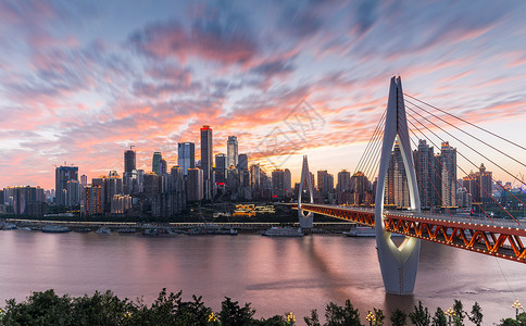 居住区景观重庆城市火烧云日落风光背景