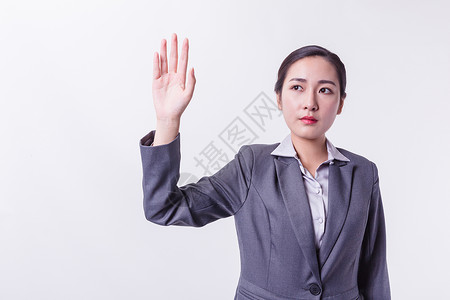 自信职业女性未来科技手势图片