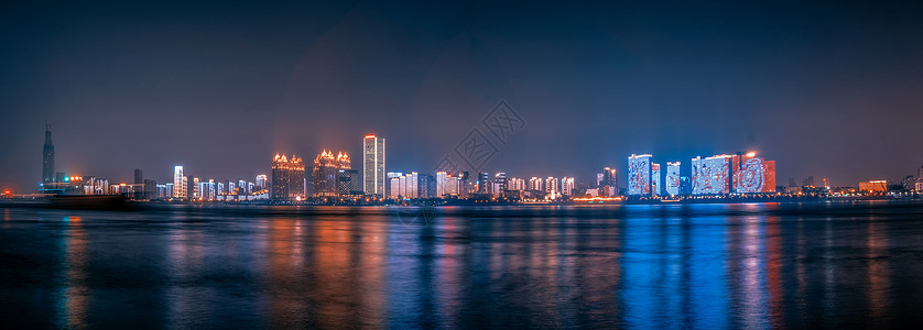 101周年101武汉长江两岸夜景图背景