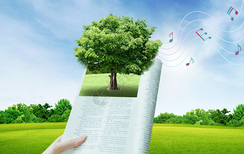 靠着树看书的人教育设计图片