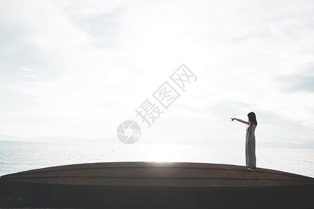 海姑娘海边女孩背景